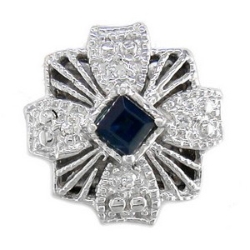 B3614 14K SQUARE SAPPHIRE & DIAMOND SLIDE 